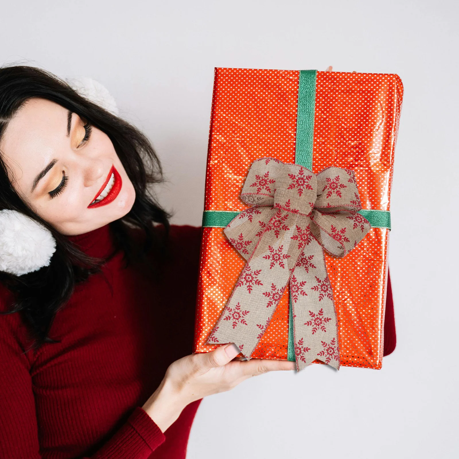 

5Pcs Decorative Snowflake Bows Burlap Material for Festive DIY Crafts Holiday Home Decor Party Decoration Christmas Wreath