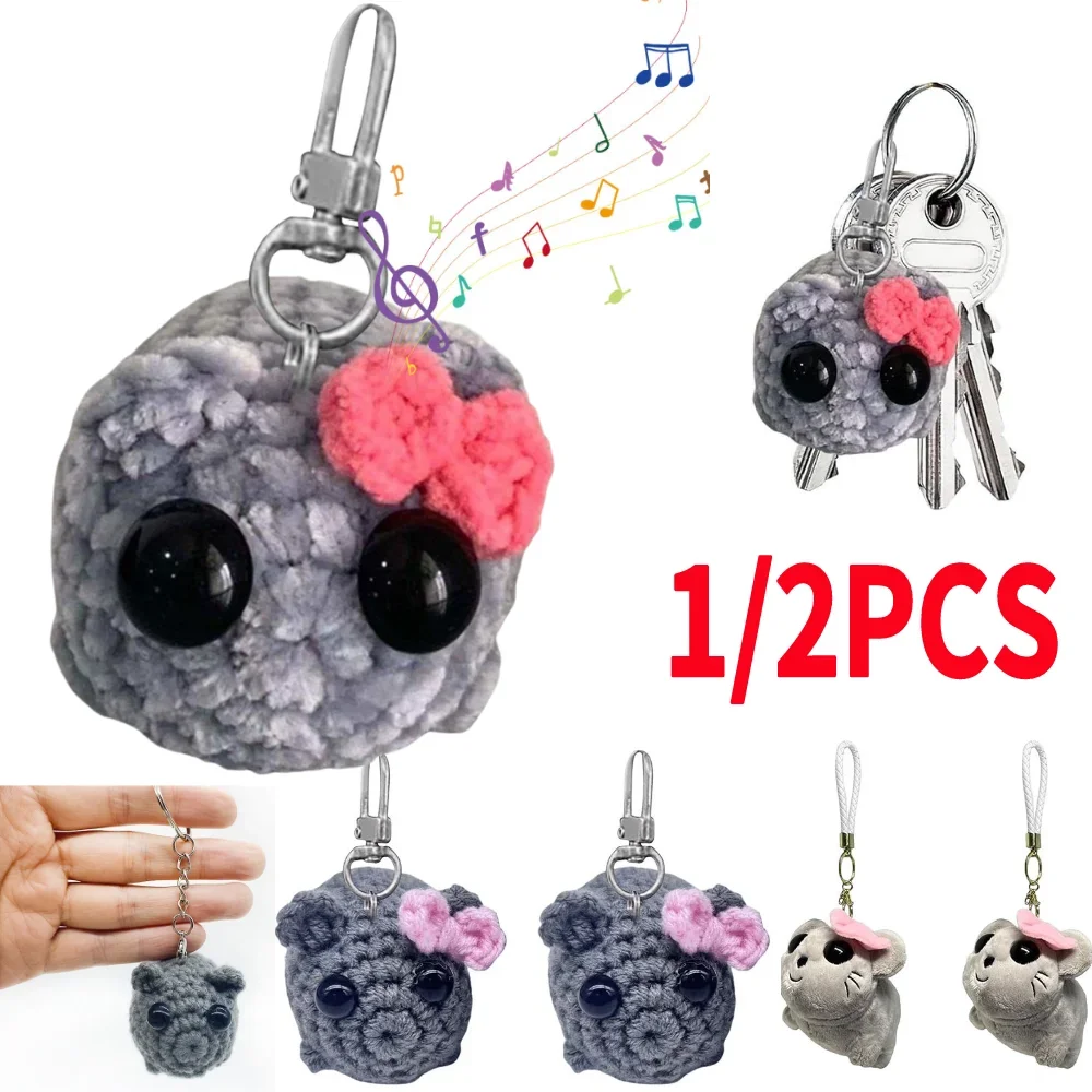 Cute Hamster Animal Plushie Keyring Kawaii Girl Hamster Handmade Doll Crochet Sad Hamster Meme Knitting Doll Kids Gift