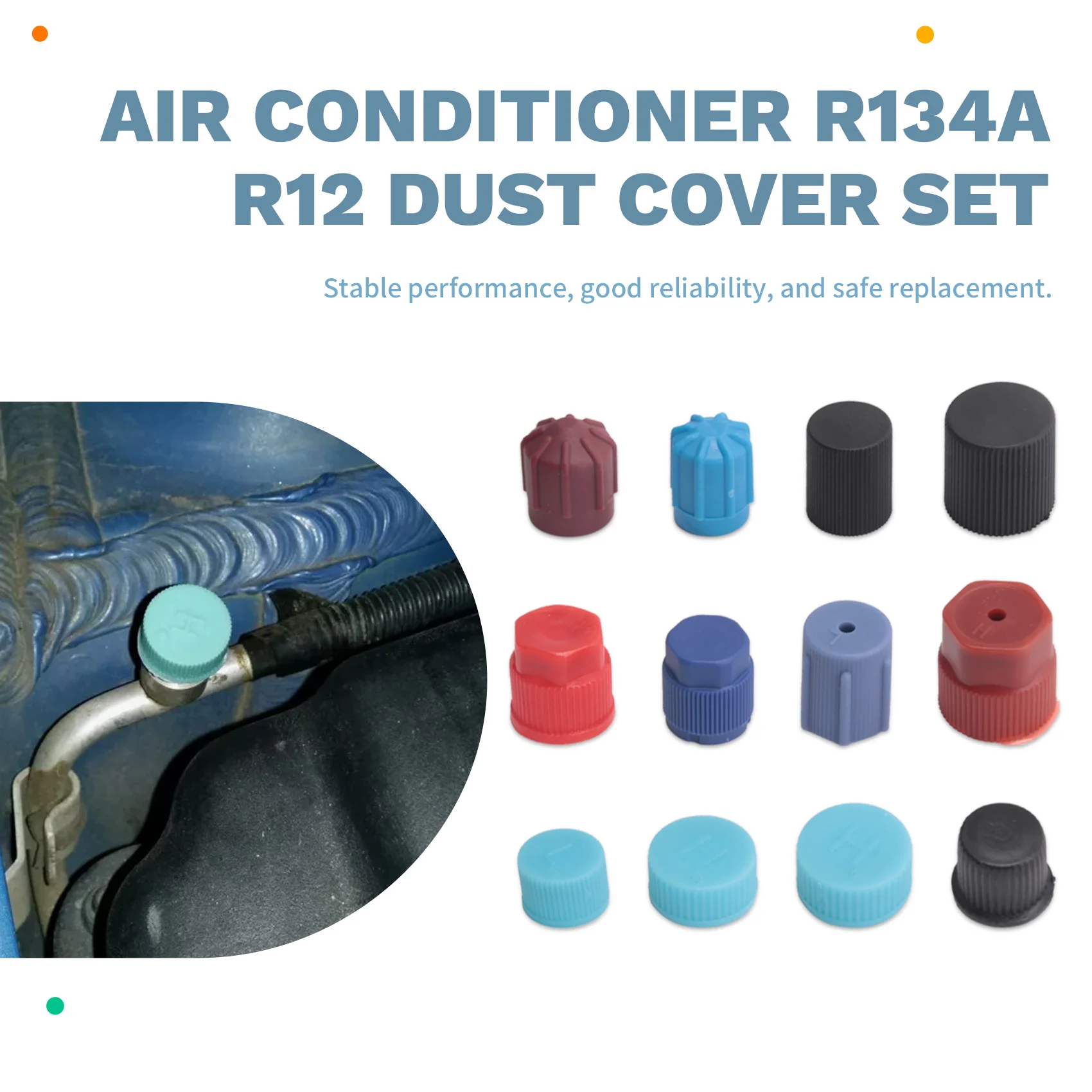 A13F-Car Auto R134A 77Pcs AC A/C System Valve Core Dust Caps Set Air Seal