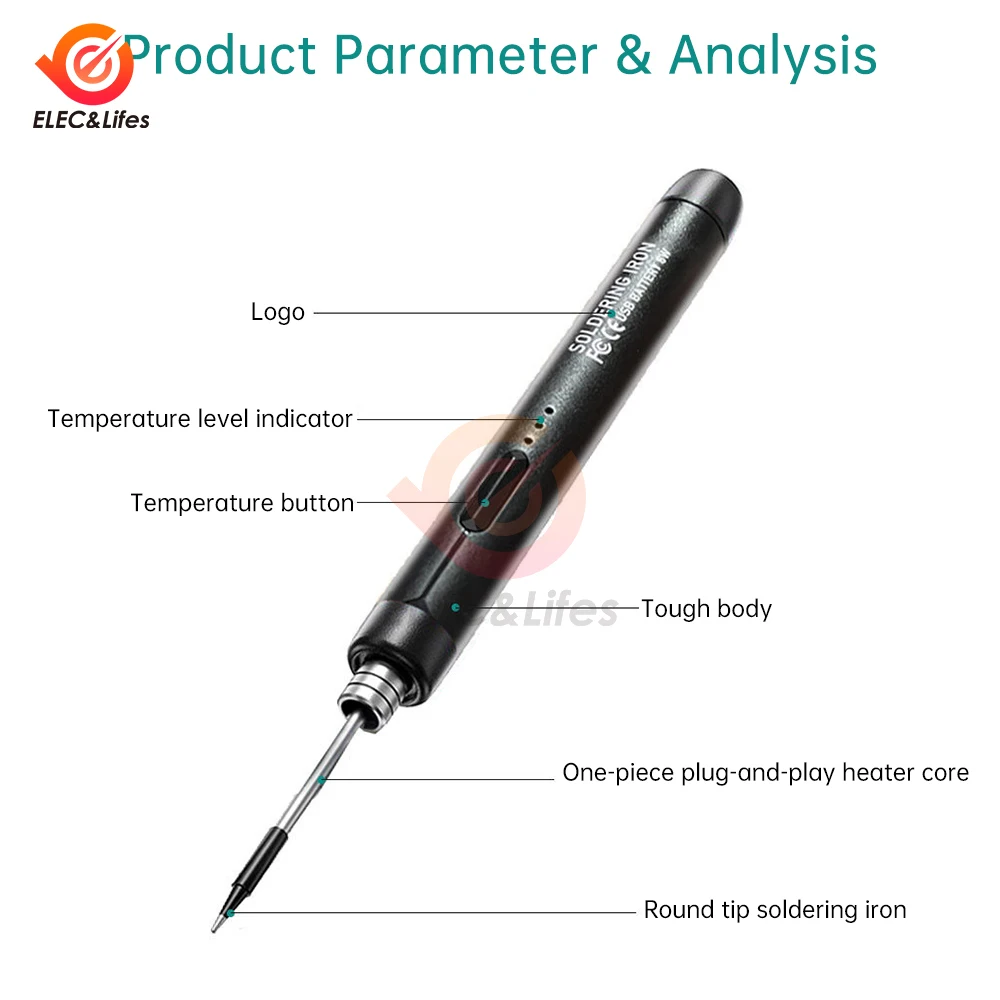 5V Type-C Charging Electric Soldering Iron C210 Portable Cordless Electric Soldering Iron 3 Gear Adjustable for Soldering Repair