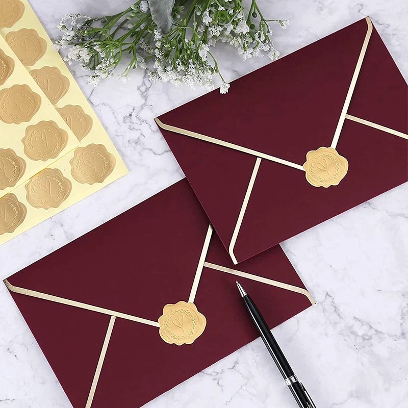1/2/4 Blatt Gold/Silber geprägte Herzaufkleber Einladungskarte Umschlag Versiegelungsaufkleber Geschenk Dekor selbstklebende Aufkleber – Detail 4