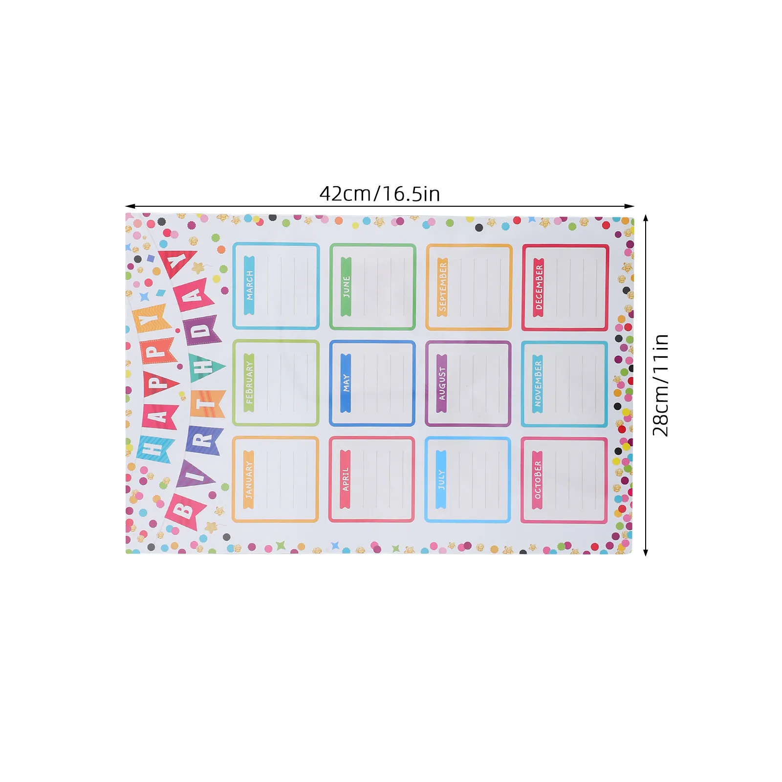 4Pcs Classroom Birthday Chart Poster - Vibrant Writeable Birthday Board Bulletin Board Decoration for Student Celebrations Back
