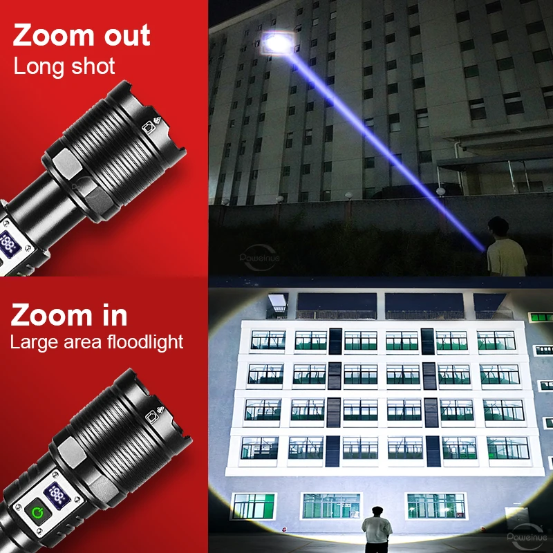 New White Laser Powerful Flashlights USB Rechargeable Torch Light XHP70 High Power LED Flashlight Long Shot Lantern Camping Lamp