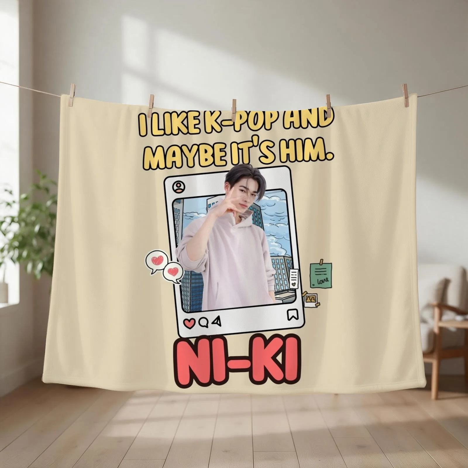 I like K-pop and maybe it's him. (NI-KI) Throw Blanket Decoratives Bed covers anime Luxury Thicken Blankets
