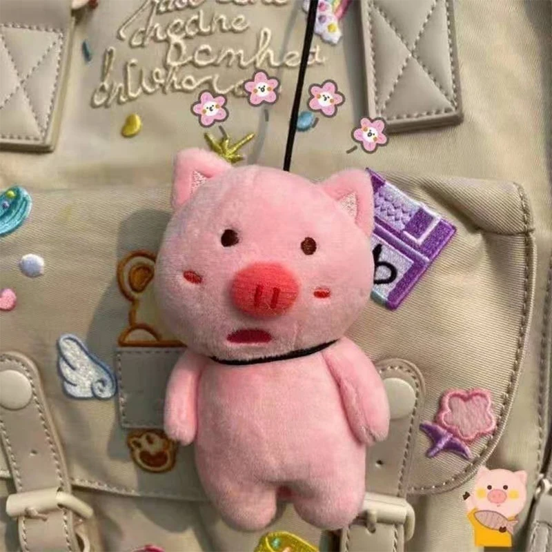 Funny Hanging Little Pink Pig Plush Keychain Cartoon Piggy Stuffed Doll Pendant Car Key Ring Backpack Bag Decor Kid Gift