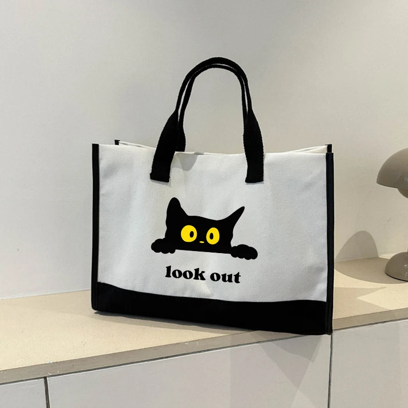 Cute cat manufacturer in stock canvas bag printed design canvas bag tote bag environmentally friendly bag canvas cotton bag