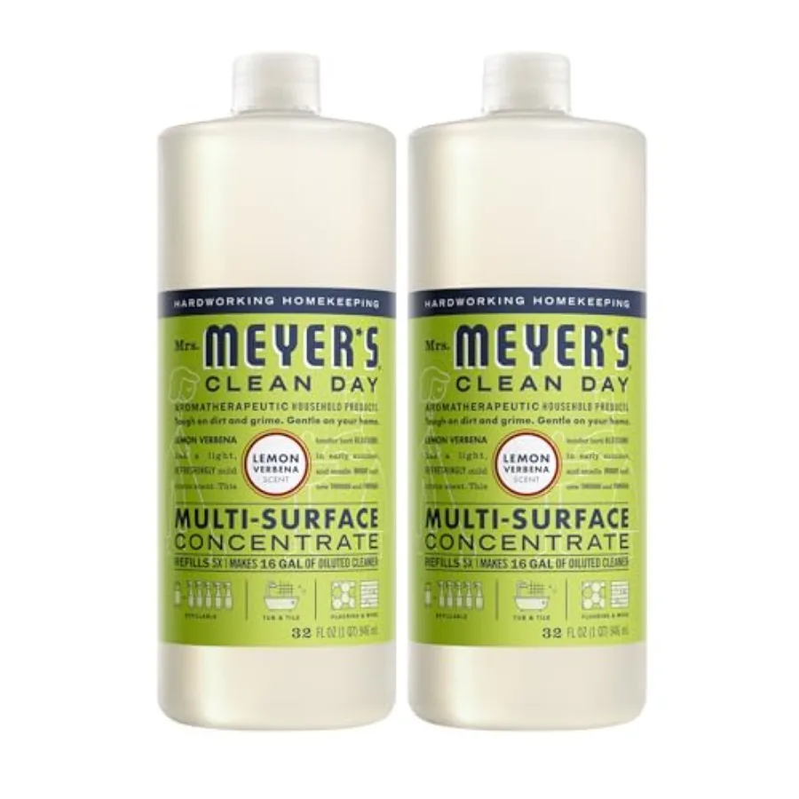 

MRS. MEYER'S CLEAN DAY Multi-Surface Everyday Concentrate, Lemon Verbena Scent, 32 Fl Oz Bottle - 2 Pack
