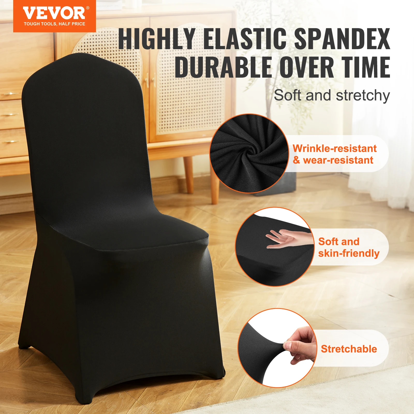 VEVOR 50PCS Spandex Chair Cover for Wedding Party Universal Fitted Chair Cover Removable Washable Protective Slipcovers