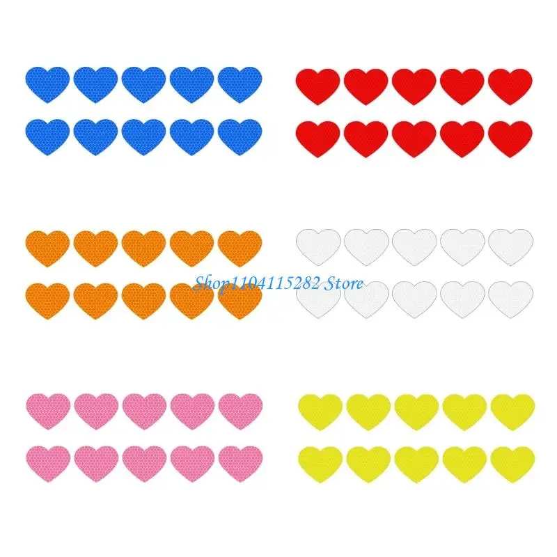 

10 Pieces Heart Car Stickers Removable Reflective Decoration Scratch Protector