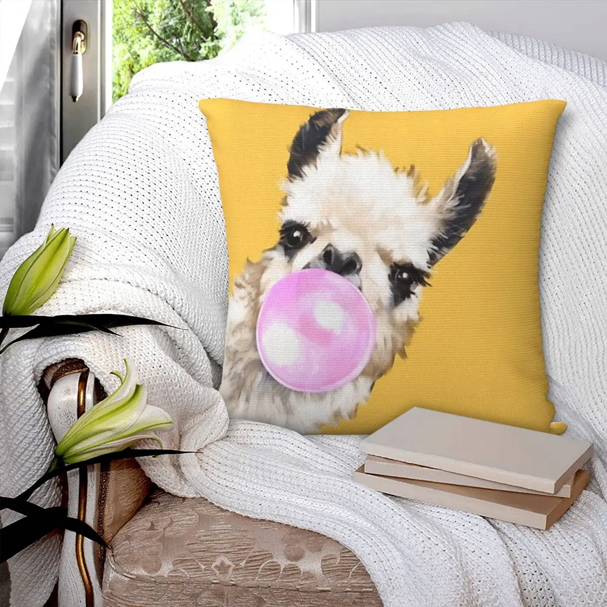 Llama Alpaca Animal Square Pillowcase Polyester Pillow Cover Cushion Zip Decorative Comfort Throw Pillow For Home Living Room