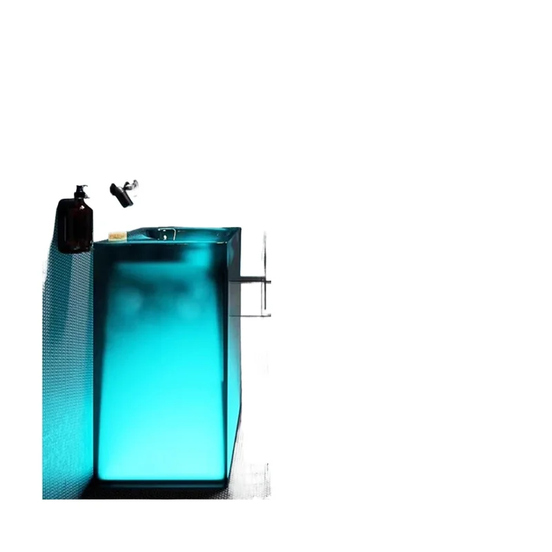 

High end independent washbasin with LED light and transparent resin