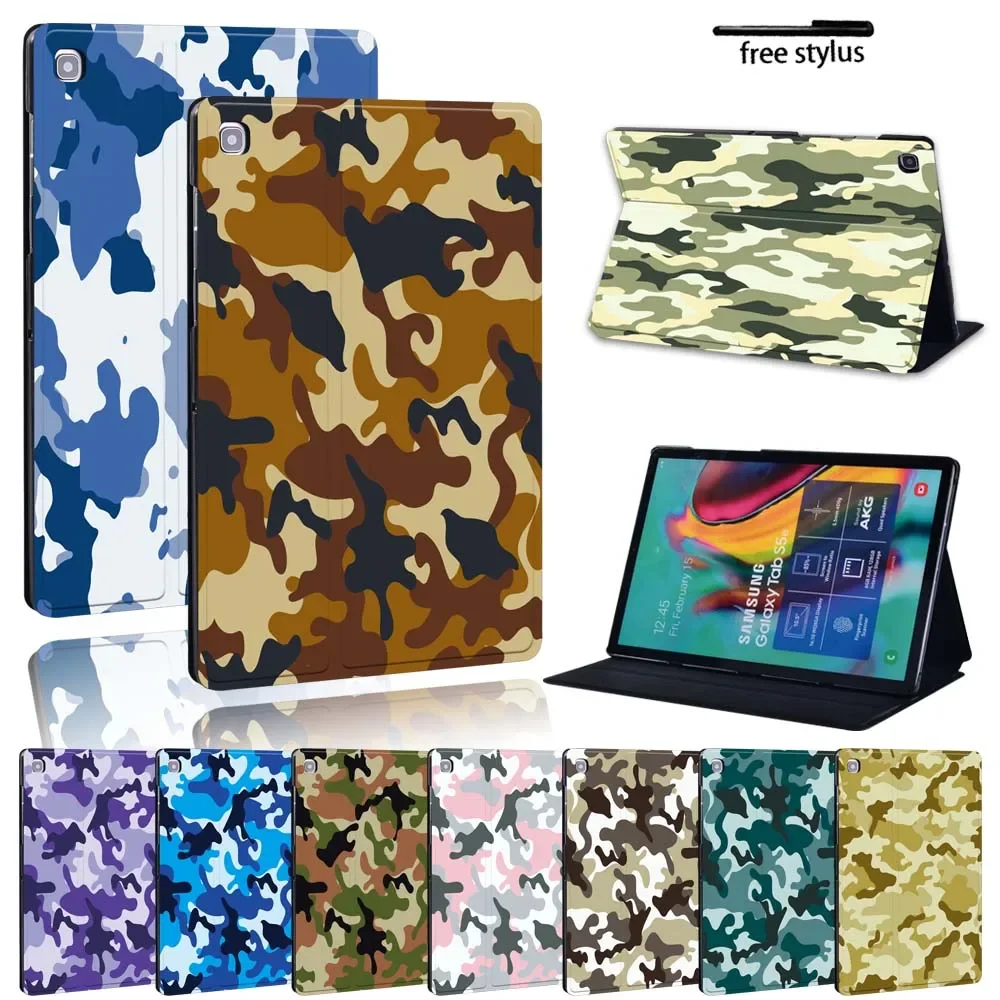 For Samsung Galaxy Tab A 10.1 2019/2016/Tab A 7.0 8.0/9.7/E 9.6/S5/E 10.5 /S6 Lite/A7/A8 10.5 Tablet Camouflage Cover Case