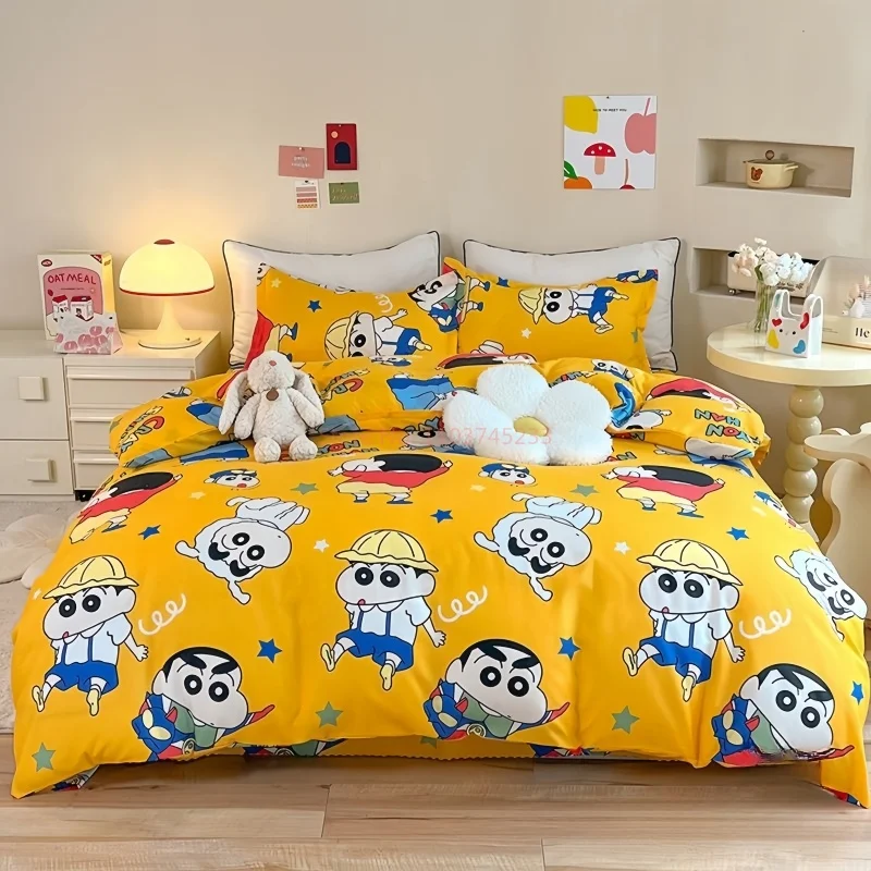 

Hot Sale Crayon Shin-Chan Bed 3/4pcs Bedding Set Cartoon Cute Anime Bedroom Students School Dormitory Bed Sheets Set Pillow Case