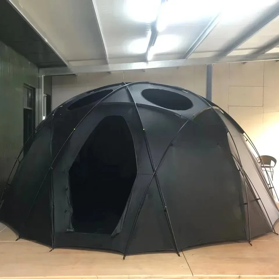 

Stove Jack Hole Suppliers Outdoor Camping Tent Hemisphere Dome Tent Geodesic Structure 5+ Person Half Ball Tent With