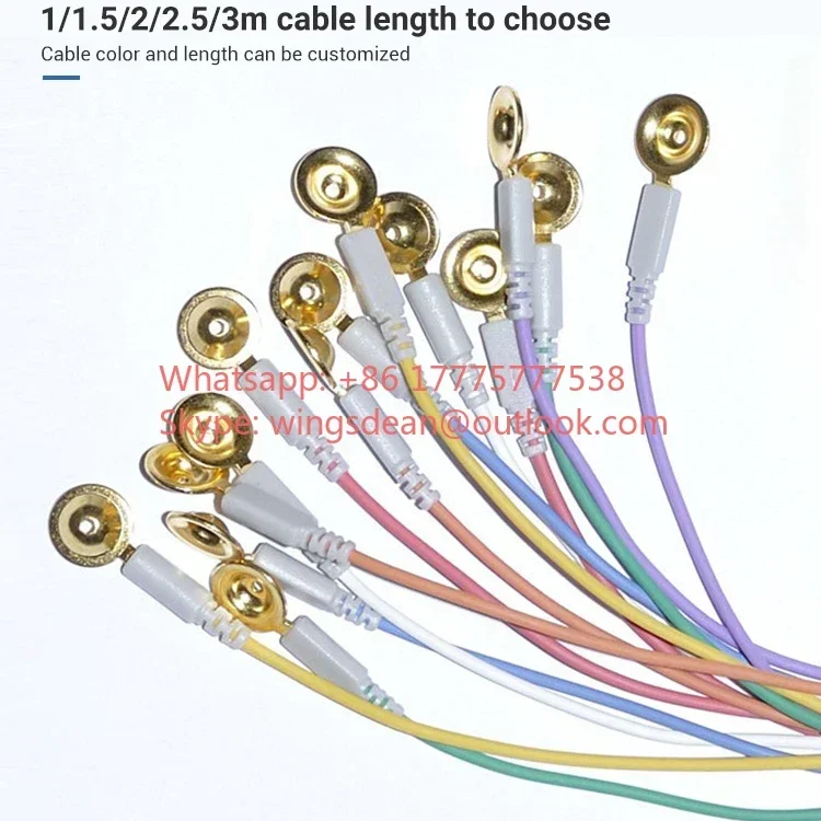 BESDATA سعر المصنع قابلة لإعادة الاستخدام Electrocap EEG القطب الملحقات كوب ذهبي 1.5 متر كابل بولي يوريثان مع سلك الشد