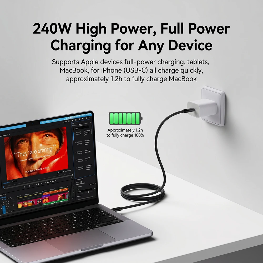 120Gbps Thunderbolt 5 Datenkabel 240W 16K Kompatibel mit USB4 Vollfunktionsübertragung Schnelles Laden USB5-Kabel für MacBook – Detail 5