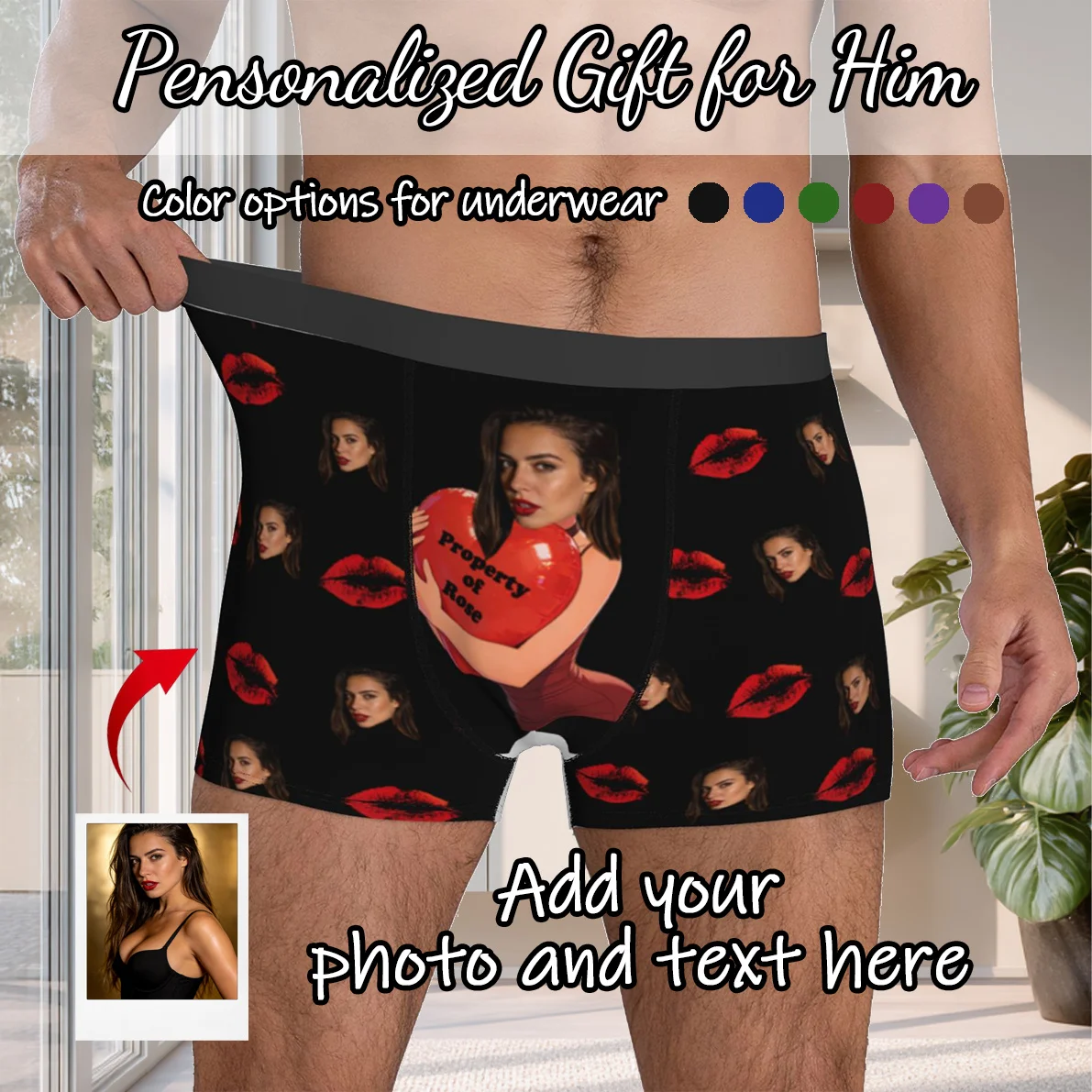 Personalized Face Photo Underwear Custom Boxer Briefs Custom Men Birthday Gift For Husband Anniversary Gift for Dad