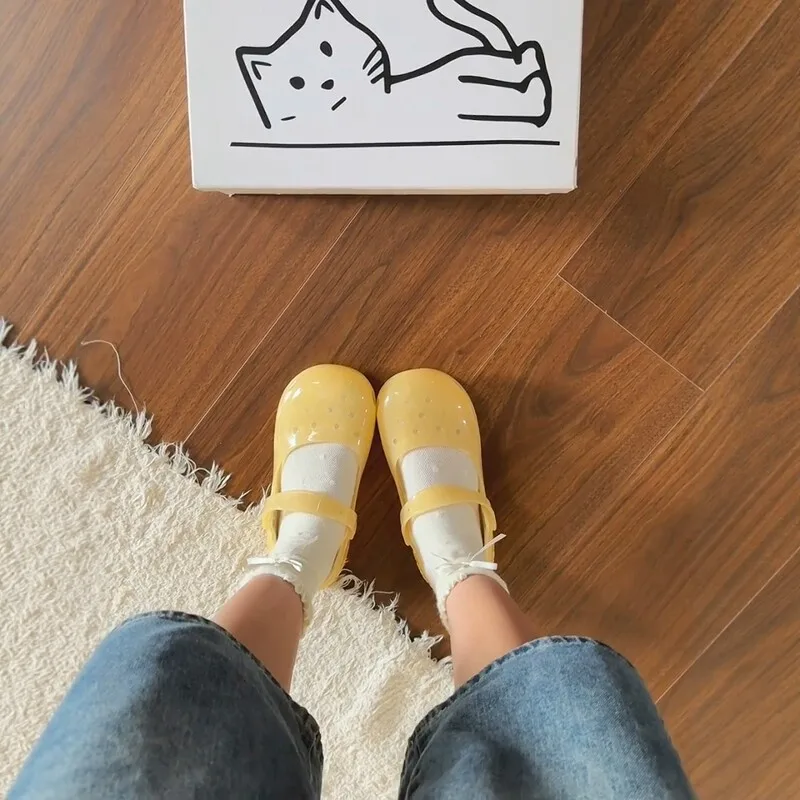 Dopamine Colorful Transparent Jelly Clogs New Summer Women Soft Sole Anti Slip Beach Shoes Shopping Outdoor Parent Child Slides