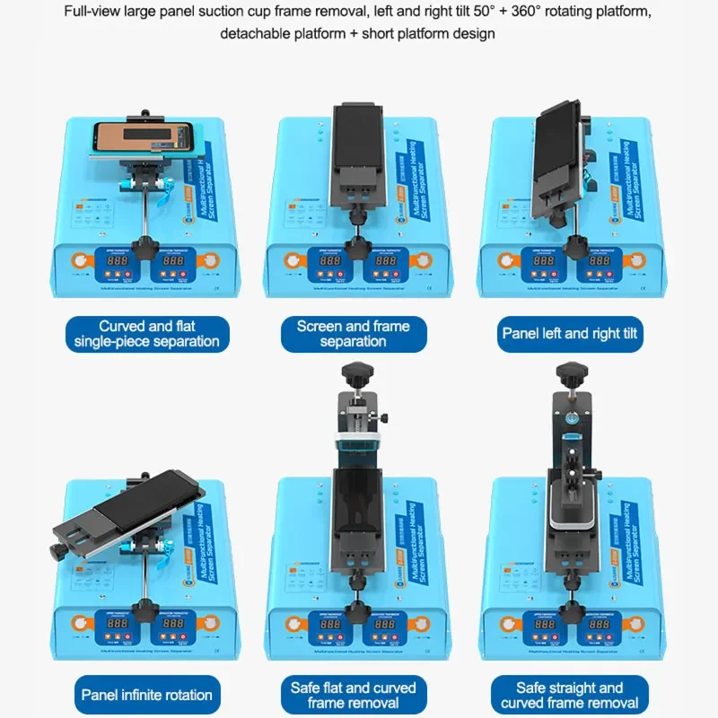 Máquina de separación de calefacción multifunción SUNSHINE S-918M para marco de teléfono móvil, separador de eliminación giratorio de pantallas curvas