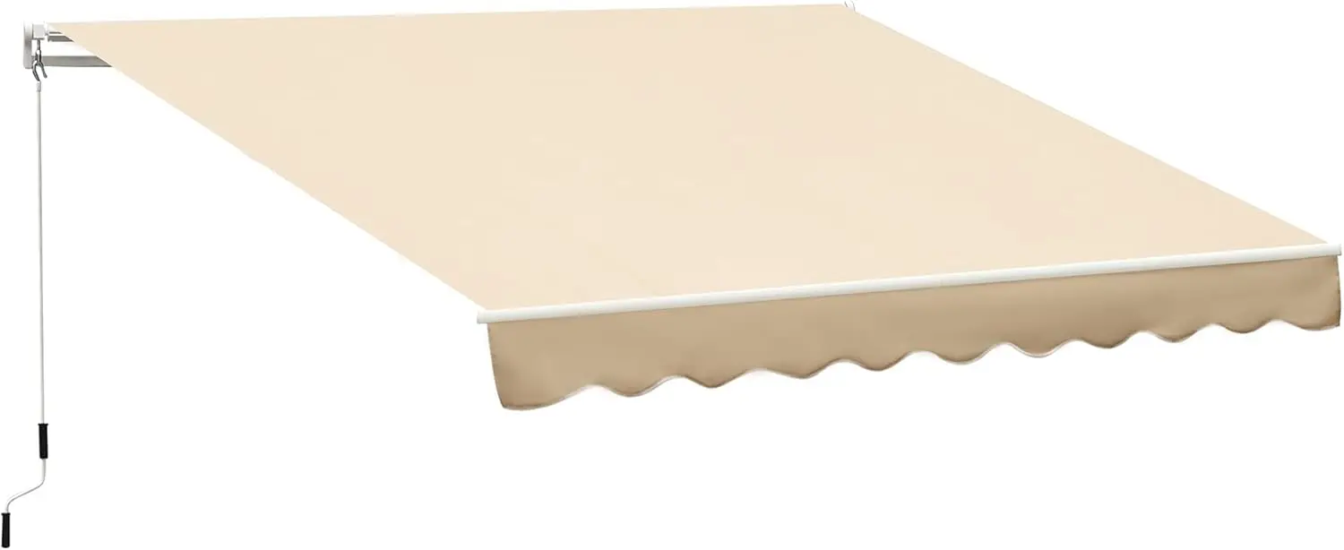 

10x8 Retractable Patio Awning with Crank, UV & Water Resistant, Aluminum Frame, Beige