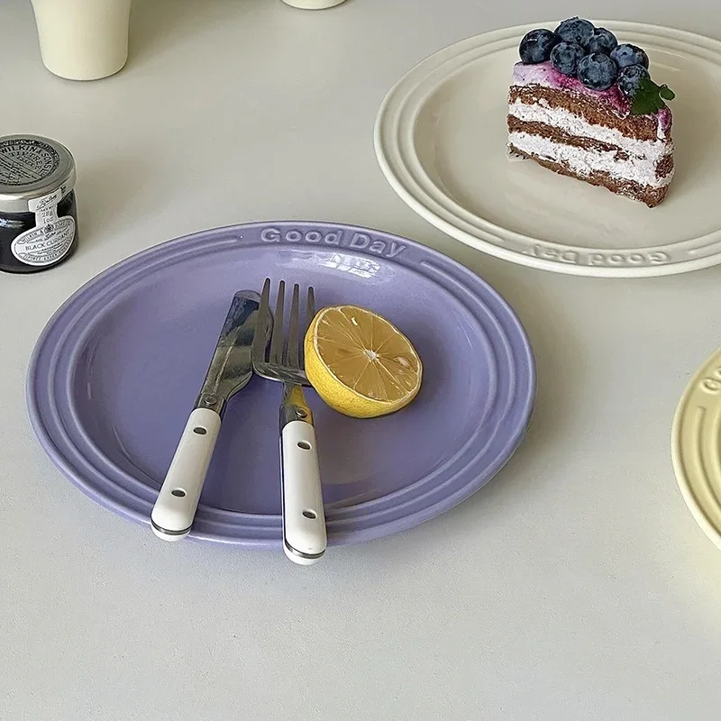 Dopne Sle Cerc Dinner Plate Western Breakfast Flat Di Letter Emed Design Dert Pastries Plate round ape