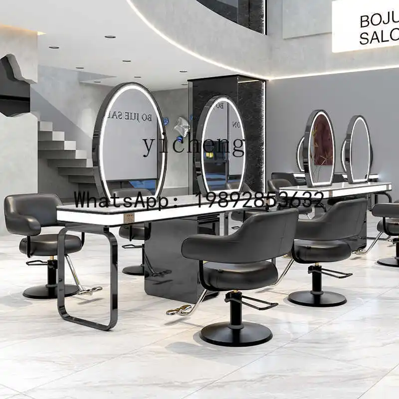 H3  hairdresser with cabinet single double-sided mirror table Barber shop perm and dye hair cutting mirror table