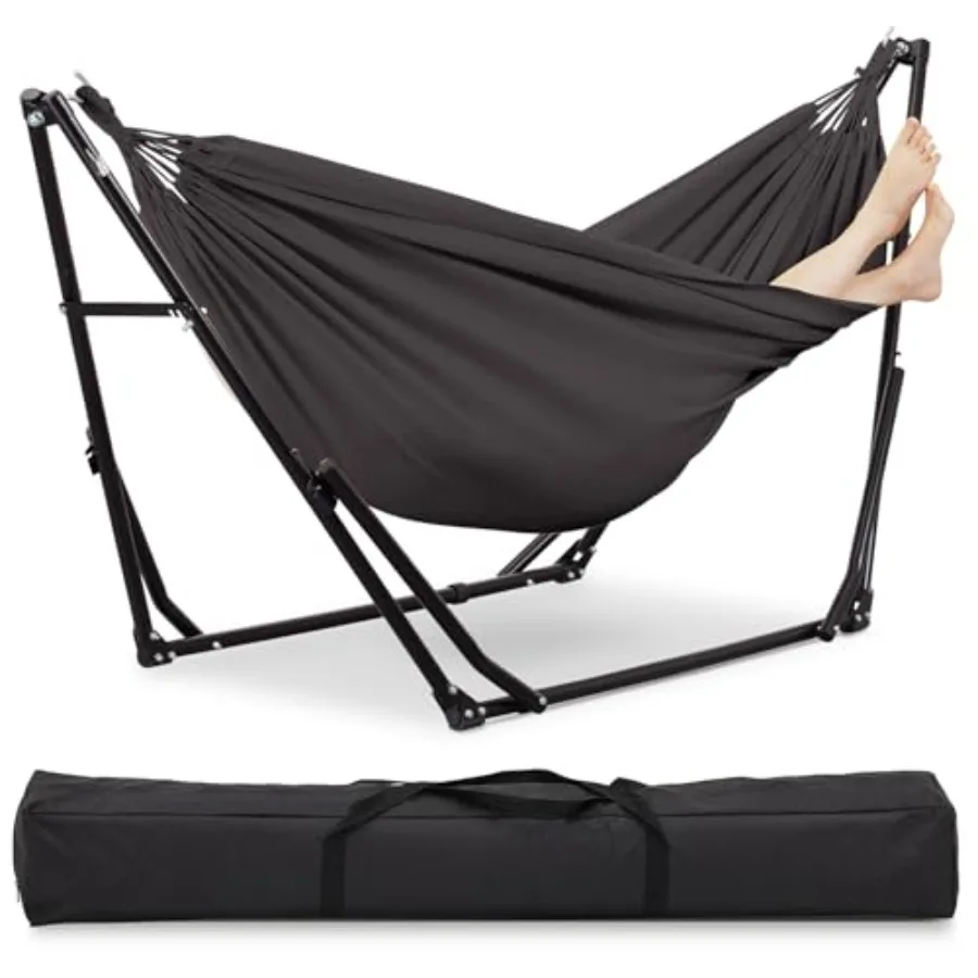 2 in 1 Outdoor Hammock Swing Chair with Portable Heavy Duty Stand Multi-Functional Gray Hammock Stand 480 lbs Weight Capacity