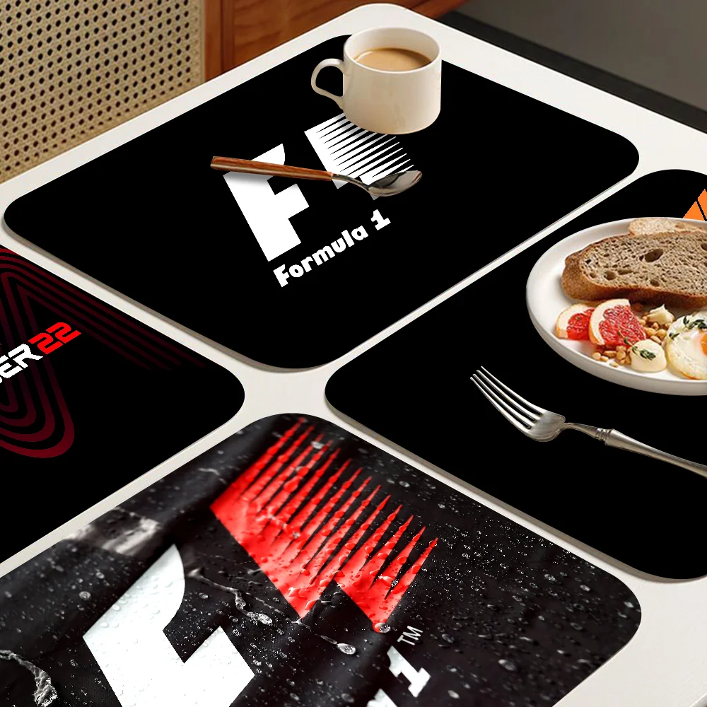 Formule 1 dans les écoles F1 tapis à vaisselle à séchage rapide imprimé vaisselle de cuisine tapis de vidange de café vaisselle tasse bouteille napperon