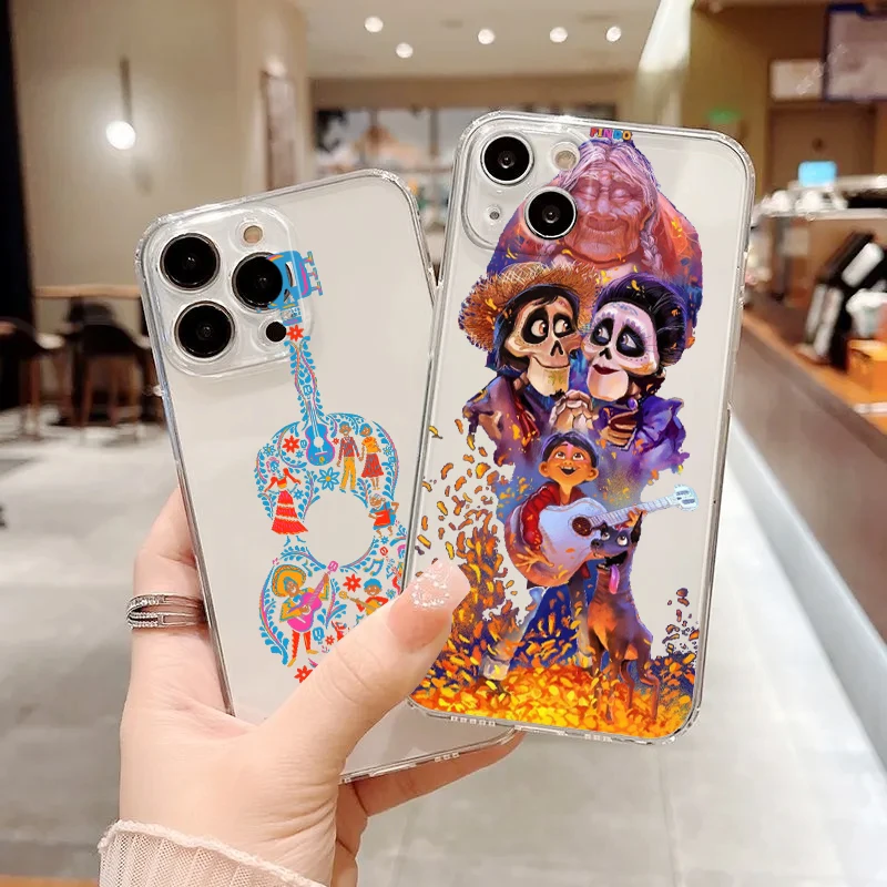 Coco Disney Cartoon Film For Apple iPhone 15 14 13 12 11 SE XS XR X mini Plus Pro MAX Transparent Phone Case Cover