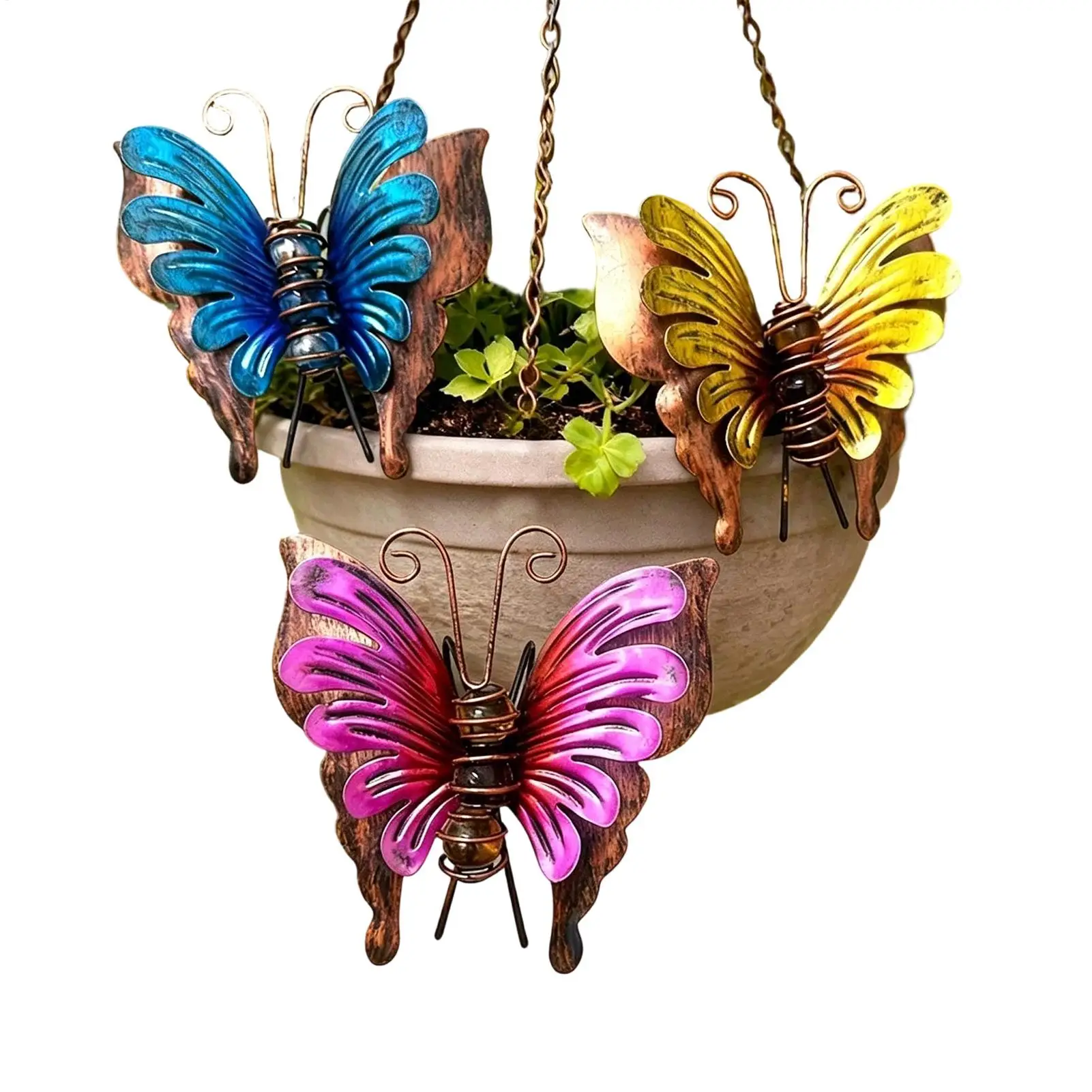 3pcs Metal Butterfly Wall Decoration Outdoor Indoor Metal Wall Art Butterflies Backyard Decor for Garden Yard Patio Porch