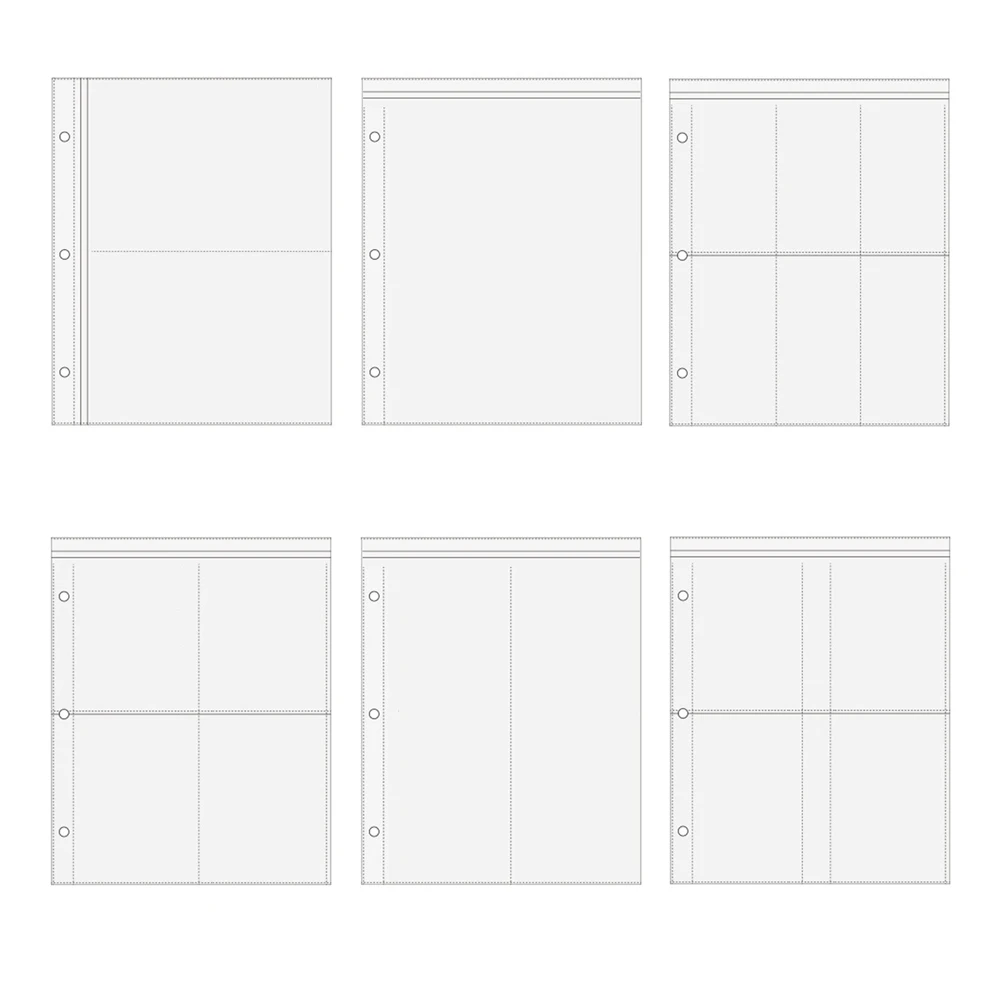 PLRBOK 10 PCS A5 1 2 4 Pockets 3 Hole Clear Ring Binder Refill Sleeves 4×6 10×15 4R Photocards Notebook Photo Album Card Page