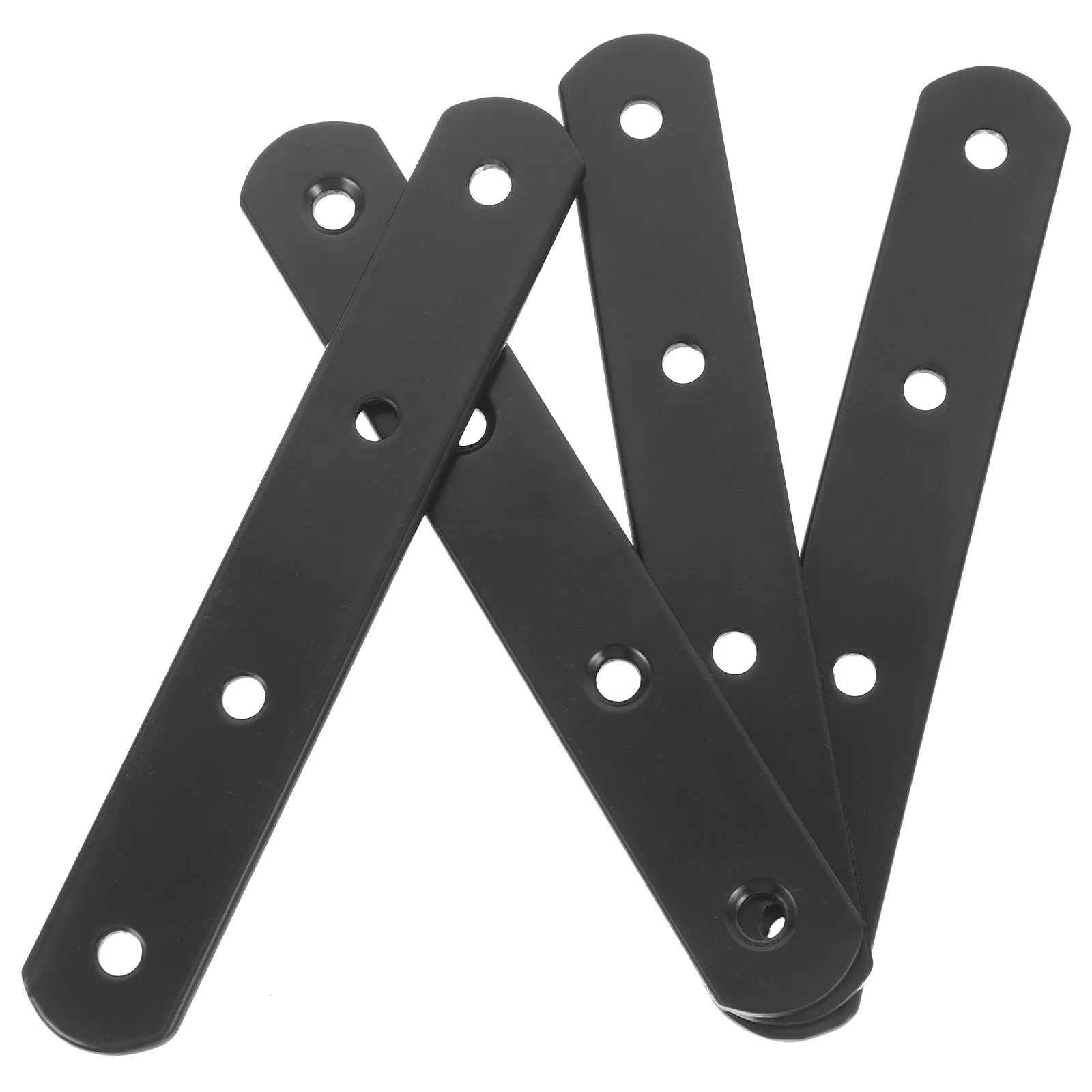 4 Pcs Wrenches Wooden Fence Corner Code Brackets Metal Plate with Holes Black Stainless Steel