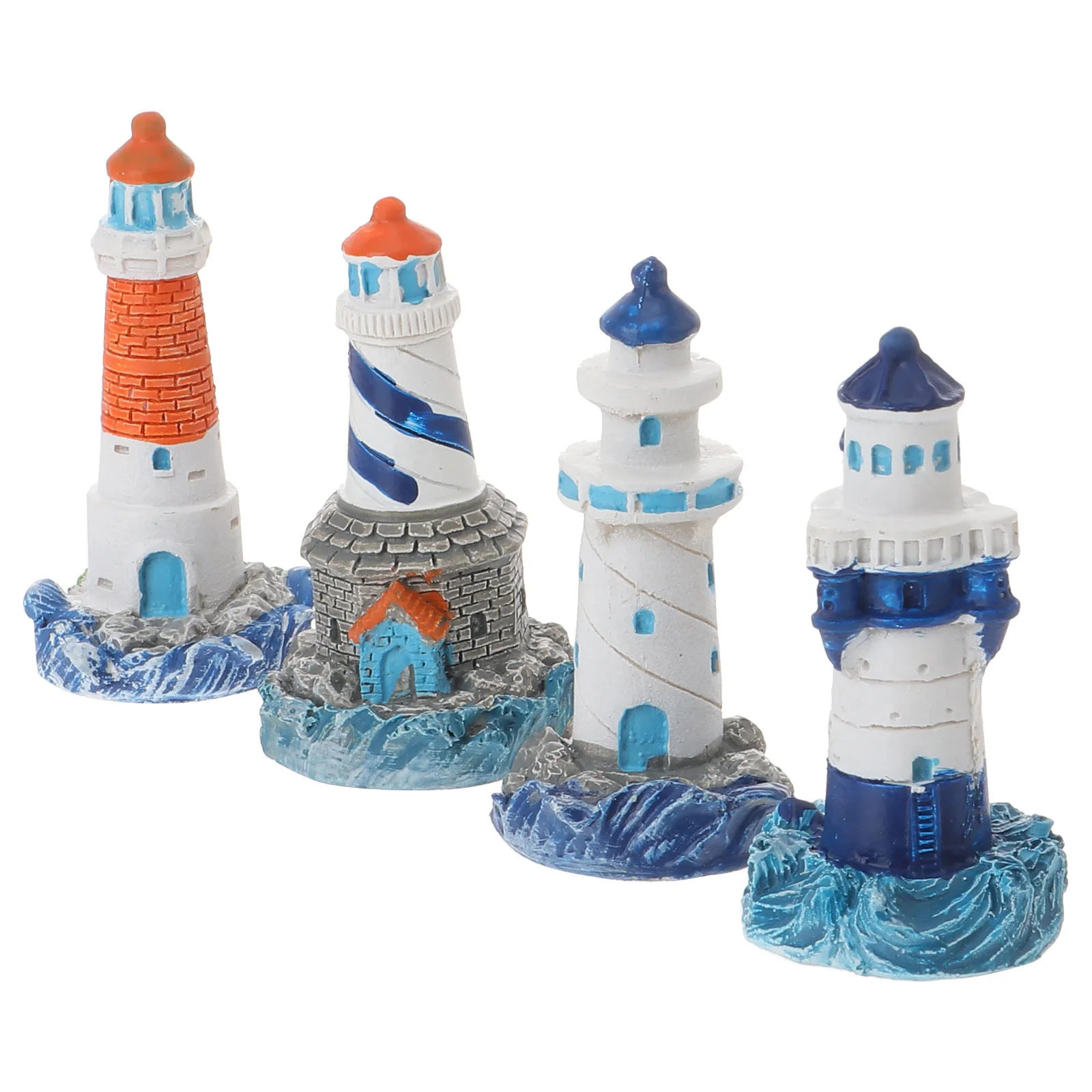 

4Pcs Miniature Lighthouse Ornaments Fine Workmanship DIY Micro Landscape Props for Terrariums