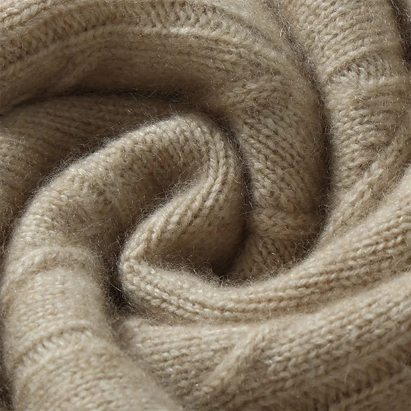 เสื้อสเวตเตอร์ขนแพะแคชเมียร์แท้ 100% สำหรับผู้ชาย ฤดูใบไม้ร่วง-ฤดูหนาว ผ้าขนสัตว์หนานุ่ม อุ่นสบาย คอทรงโอ ไซส์ใหญ่ แบบพื้นฐาน สวมใส่สบาย