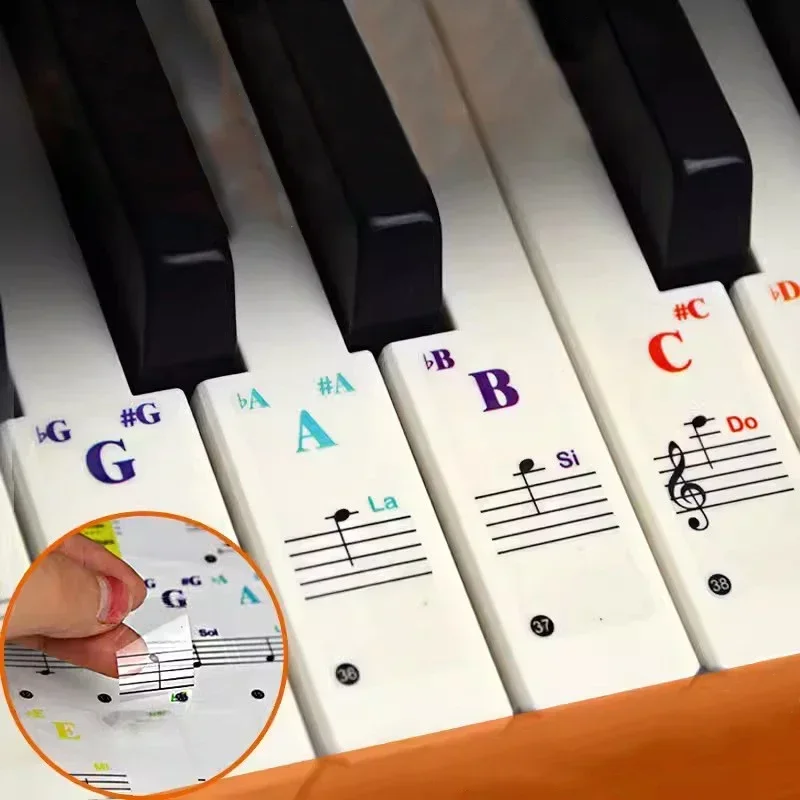 Transparent Piano Keyboard Stickers Removable Kawaii Music Electronic Keyboard Key Piano Stave Note Sticker Symbol Tags for Keys