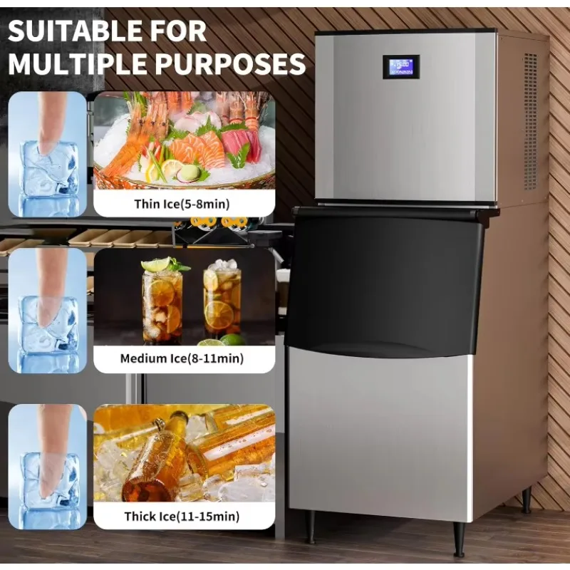 Commercial Grade Ice Maker Large - Capacity Ice Maker Reliable for Bars Restaurants Efficient Ice Maker