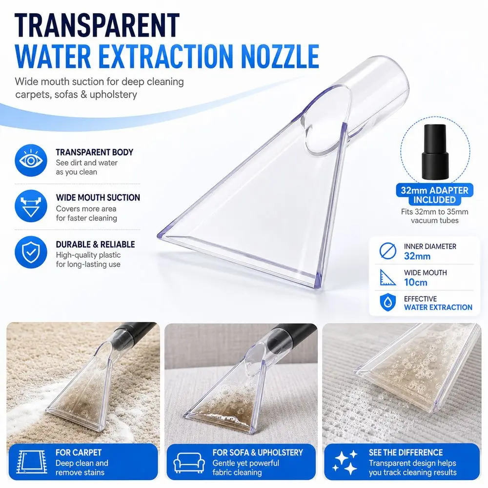 Transparent Vacuum Cleaner Nozzle Wide Mouth Angled Head Carpet Cleaning Nozzle Water Suction Replacement