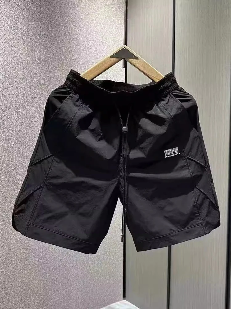 

Trendy American Sle Qui Dry Breathable orts Men Summer 2025 Laser Drill Wide Leg Youth Five-Quarter Casual Pants