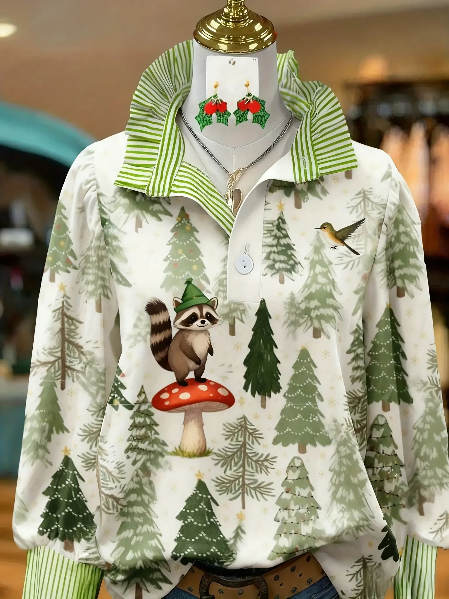 2026 women's striped shirt with multi-color striped collar and Skin friendly and delicate spring and autumn base shirt