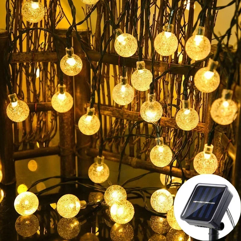 20/50/100LEDs Solar Crystal Globe LED String Lights 8 Lighting Modes Fairy Lights Christmas Garland for Garden Party Home Decor