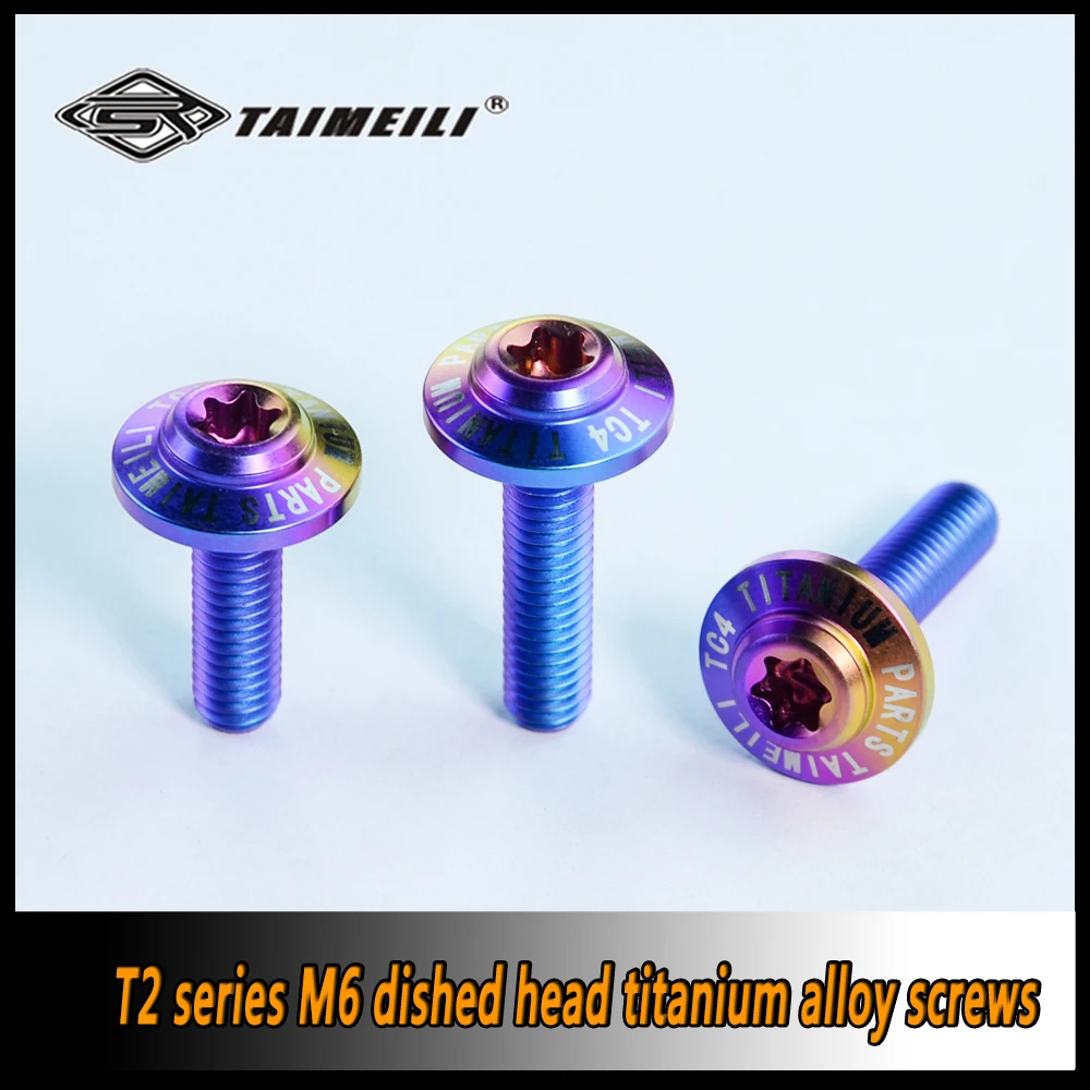 TAIMEILI 1pcs Titanium alloy Bolt T2 Series Dished Screw M6 x10/16/20/25/30mmLocomotive shell Modification and Repair