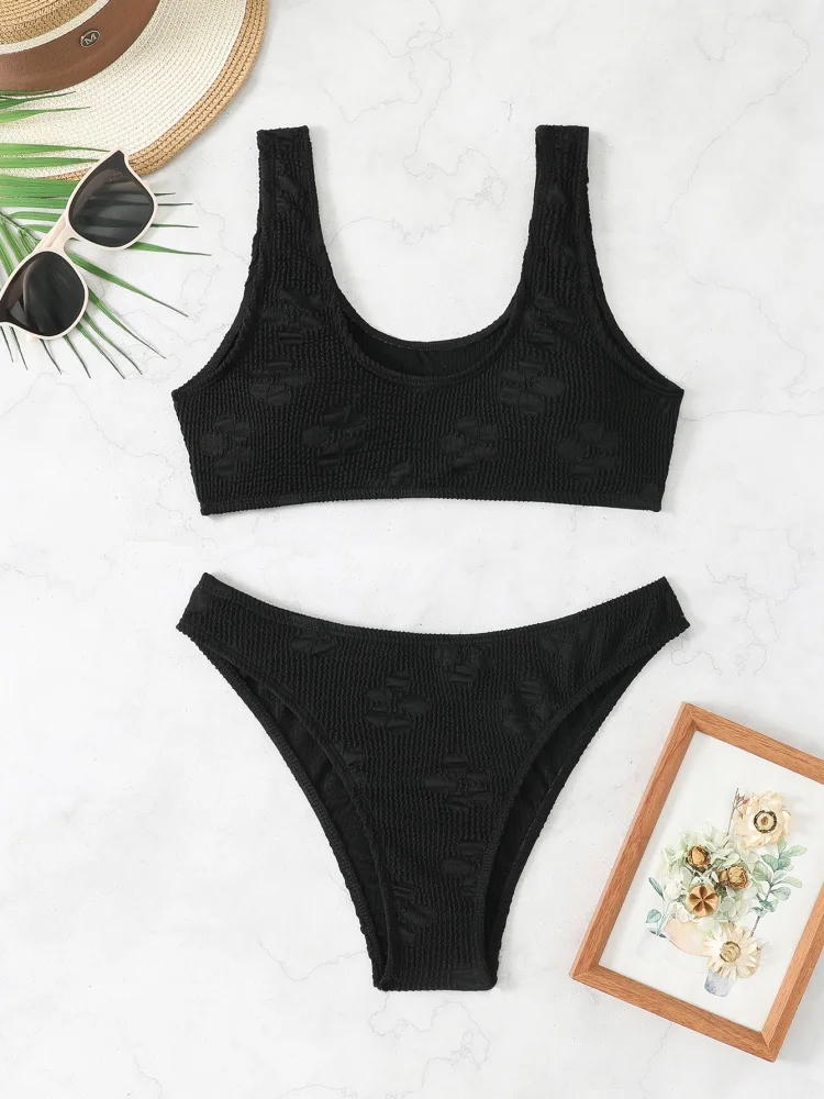 ビキニ女性水着 2025 新黒バンドービキニセットセクシーなハイウエスト水着夏ツーピースビーチウェア水着女性
