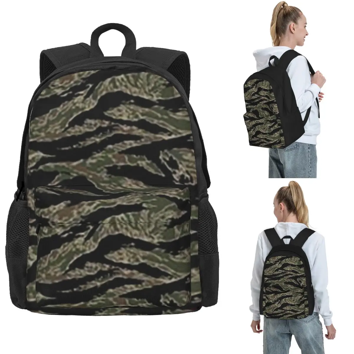 

Tiger Stripe Camouflage Military Camo Backpack Hot Sale Daypack Large Capacity Boys Girls BookBag School Bag for Men Women