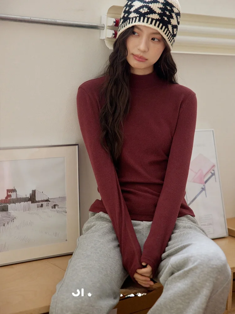 

Для похудения ort f-High Collar Soft Touch Base irt для женщин Amy Wine House Commute Sle Casual Fit Fiber Blend Long Sve