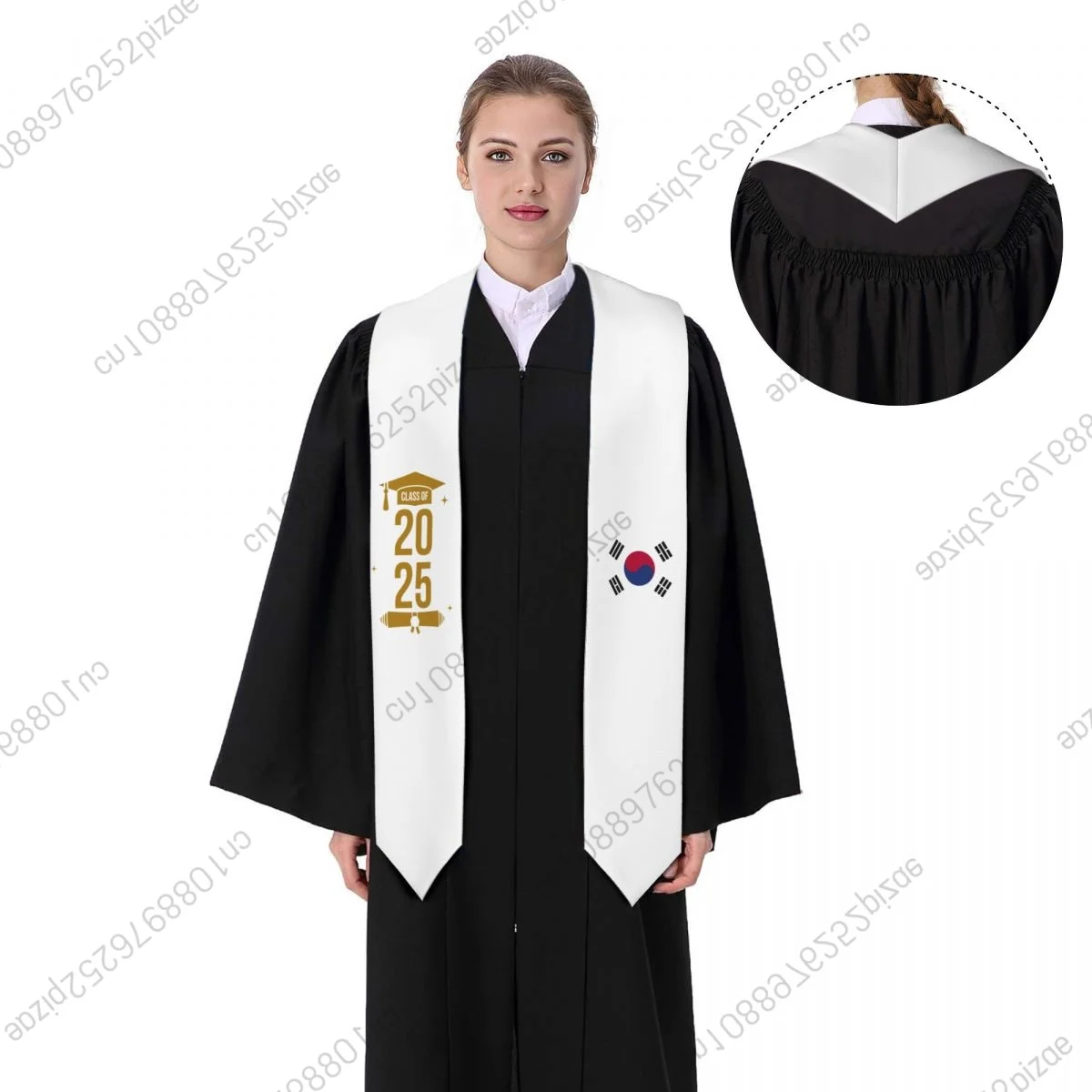 

New South Korea Flag Class Of 2025 183*13CM Graduation Stole Sash Scarf For International Students Proud