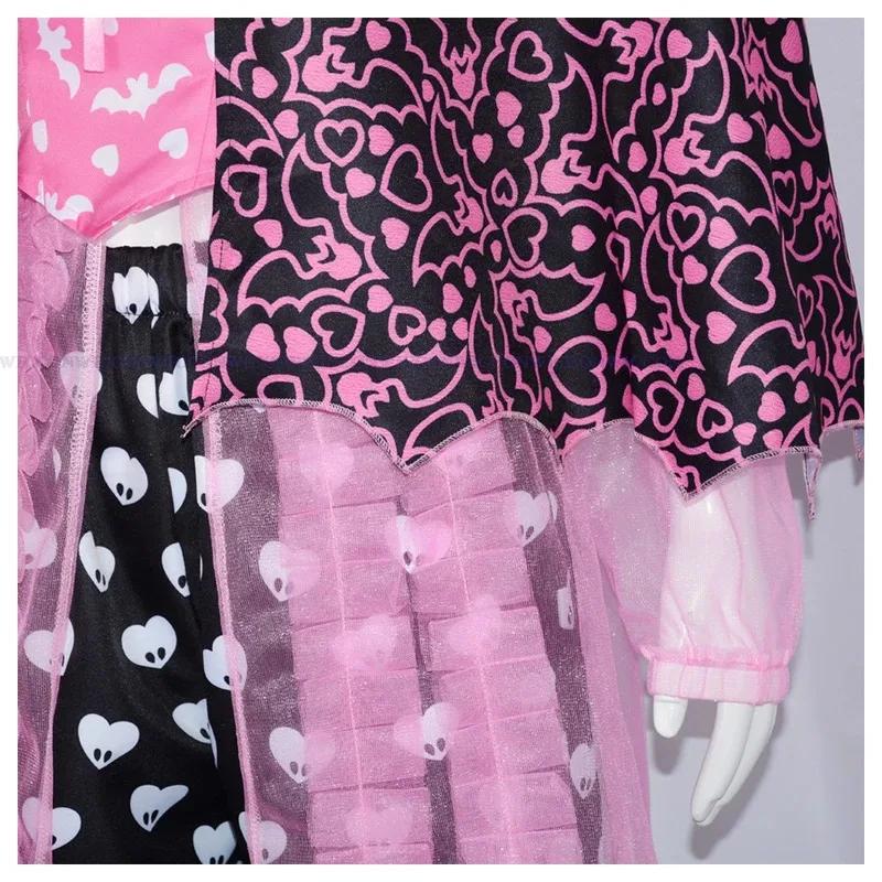 2025 11 vestido de monstruo chica Dráculaura Cosplay disfraz peluca falda alta lindo traje rosa Halloween mujeres fantasía juego de rol Outfi