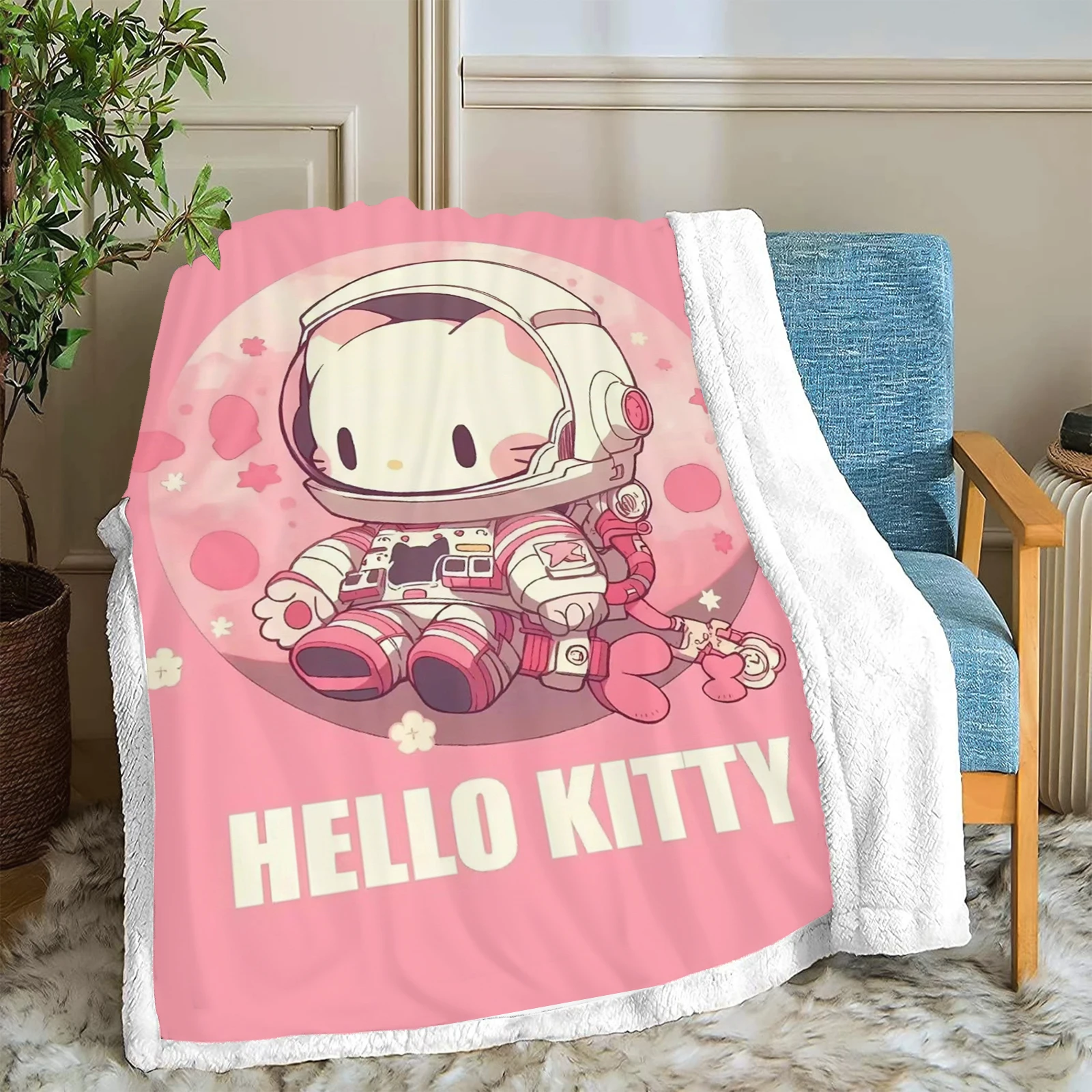 

Hello Kitty Blankets Soft Sanrio Fluffy Children Cartoon Various Size Cute Printed Luxury Winter Throws