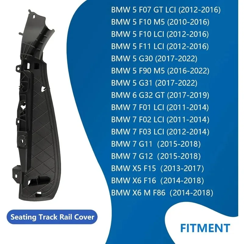Front Seat Track Rail Cover for BMW 5 6 7 Series X5 X6 2010-2022 Driver & Passenger 52107317458 52107317459