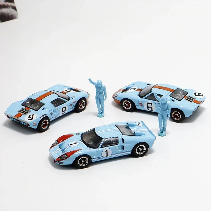 FY 1:64 Ford GT40 Mk1 Le Mans Racing No. 6 No. 9 Bay Alloy static model, children's collection toys, holiday gifts for children.