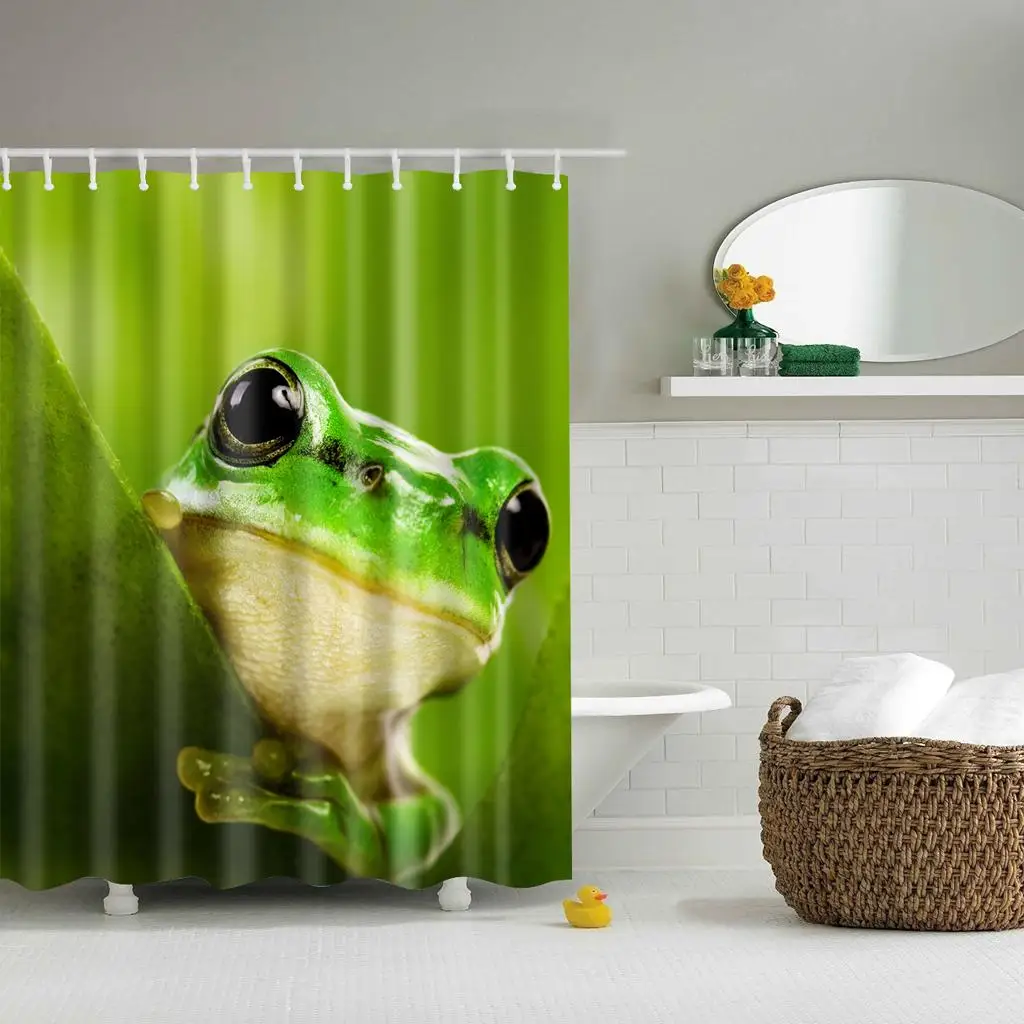 Waterproof Polyester Shower Curtain Anti Mold Washable Bathroom Curtain with Hooks for Shower Stall